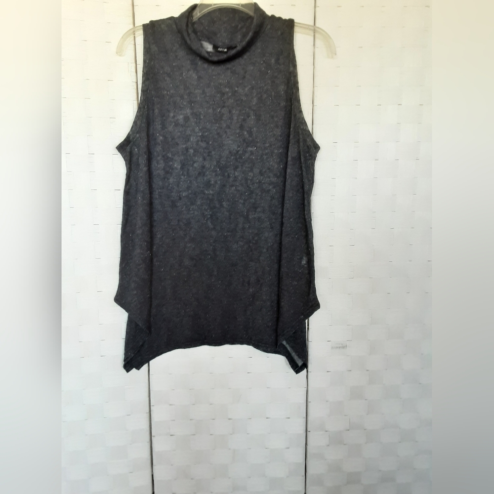 Apt. 9 Charcoal Sleeveless Tank Top Hi Low w a hint Of Shimmer